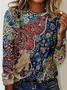 Women Floral Long Sleeve Tee T-shirt Crew Neck Printing Casual Spring/Fall Graphic Tee Top