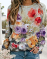 Women Floral Crew Neck Printing Casual Spring/Fall Long Sleeve Sweatshirt