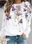 Women Butterfly Crew Neck Printing Casual Spring/Fall Long Sleeve Sweatshirt