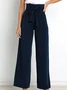 Women Plain Long Elastic Waist Pants Casual Spring/Fall Trousers
