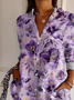 Women Floral Long Sleeve Shirt Spring/Fall Buckle Shirt Collar Regular Sleeve Daily Casual Top