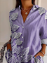 Women Floral Long Sleeve Shirt Spring/Fall Buckle Shirt Collar Regular Sleeve Daily Casual Top