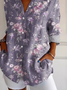 Women Floral Long Sleeve Shirt Spring/Fall Buckle Shirt Collar Regular Sleeve Daily Casual Top