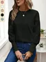 Women Floral Crew Neck Jacquard Vintage Spring/Fall Long Sleeve Sweatshirt