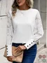Women Floral Crew Neck Jacquard Vintage Spring/Fall Long Sleeve Sweatshirt