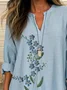 Women Floral Long Sleeve Blouse Spring/Fall Printing V Neck Daily Casual Top