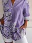 Women Floral Long Sleeve Shirt Spring/Fall Buckle Shirt Collar Regular Sleeve Daily Casual Top