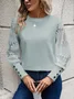 Women Floral Crew Neck Jacquard Vintage Spring/Fall Long Sleeve Sweatshirt