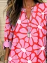 Women Floral Long Sleeve Blouse Spring/Fall Printing V Neck Daily Casual Top