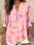 Women Floral Long Sleeve Blouse Spring/Fall Printing V Neck Daily Casual Top