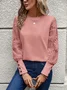 Women Floral Crew Neck Jacquard Vintage Spring/Fall Long Sleeve Sweatshirt