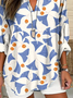 Women Abstract Long Sleeve Blouse Spring/Fall Printing V Neck Daily Casual Top