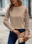 Women Floral Crew Neck Jacquard Vintage Spring/Fall Long Sleeve Sweatshirt
