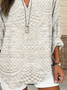 Women Abstract Long Sleeve Blouse Spring/Fall Printing V Neck Daily Casual Top