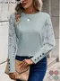 Women Floral Crew Neck Jacquard Vintage Spring/Fall Long Sleeve Sweatshirt