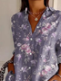 Women Floral Long Sleeve Shirt Spring/Fall Buckle Shirt Collar Regular Sleeve Daily Casual Top