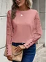 Women Floral Crew Neck Jacquard Vintage Spring/Fall Long Sleeve Sweatshirt
