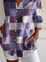 Women Floral Long Sleeve Shirt Spring/Fall Buckle Shirt Collar Regular Sleeve Daily Casual Top