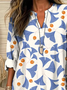 Women Abstract Long Sleeve Blouse Spring/Fall Printing V Neck Daily Casual Top