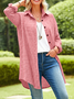 Women Striped Long Sleeve Shirt Spring/Fall Printing Stand Collar Daily Casual Top