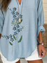 Women Floral Long Sleeve Blouse Spring/Fall Printing V Neck Daily Casual Top