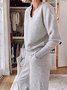 Women Plain Split Joint Two-Piece Set Daily Long Sleeve Casual Spring/Fall Top With Pants Matching Set