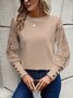 Women Floral Crew Neck Jacquard Vintage Spring/Fall Long Sleeve Sweatshirt