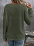 Women Plain Long Sleeve Tee T-shirt V Neck Split Joint Vintage Spring/Fall Top