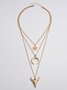 Electroplating Fashion Simple Alloy Bull Head Geometric Disc Eyes Horn Multi-layer Necklace