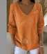 Women Floral Spring/Fall Casual Long Sleeve V Neck Cotton Sweater