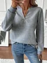 Women Plain V Neck Casual Spring/Fall Long Sleeve Sweatshirt