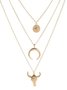 Electroplating Fashion Simple Alloy Bull Head Geometric Disc Eyes Horn Multi-layer Necklace