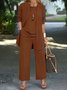 Women Plain Split Joint Matching Outfit Commuting Long Sleeve Casual Spring/Fall Multi-Piece Set Matching Set