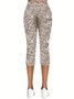 Women's Abstract Capris Elastic Waist Pant Casual Summer Trousers