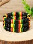 Bohemian Colorful Wooden Bead Bracelets Fashionable And Versatile Handmade Beaded Elastic Wire Wooden Bead Bracelets
