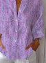 Women Abstract Three Quarter Sleeve Shirt Spring/Fall Printing Shirt Collar Daily Casual Top