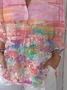 Women Abstract Three Quarter Sleeve Shirt Spring/Fall Printing Shirt Collar Daily Casual Top