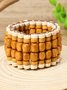 Bohemian Colorful Wooden Bead Bracelets Fashionable And Versatile Handmade Beaded Elastic Wire Wooden Bead Bracelets