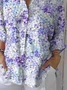 Women Floral Three Quarter Sleeve Shirt Spring/Fall Printing Shirt Collar Daily Casual Top
