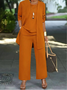Women Plain Split Joint Matching Outfit Commuting Long Sleeve Casual Spring/Fall Multi-Piece Set Matching Set