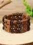 Bohemian Colorful Wooden Bead Bracelets Fashionable And Versatile Handmade Beaded Elastic Wire Wooden Bead Bracelets