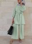Women Plain Split Joint Two-Piece Set Daily Long Sleeve Casual Spring/Fall Top With Pants Matching Set