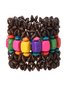 Bohemian Colorful Wooden Bead Bracelets Fashionable And Versatile Handmade Beaded Elastic Wire Wooden Bead Bracelets