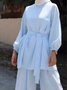 Women Plain Split Joint Two-Piece Set Daily Long Sleeve Casual Spring/Fall Top With Pants Matching Set