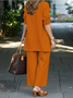 Women Plain Split Joint Matching Outfit Commuting Long Sleeve Casual Spring/Fall Multi-Piece Set Matching Set