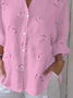 Women Heart/Cordate Three Quarter Sleeve Shirt Spring/Fall Printing Shirt Collar Daily Casual Top