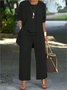 Women Plain Split Joint Matching Outfit Commuting Long Sleeve Casual Spring/Fall Multi-Piece Set Matching Set