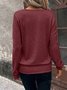 Women Plain Long Sleeve Tee T-shirt Crew Neck Split Joint Vintage Spring/Fall Top