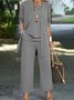 Women Plain Split Joint Matching Outfit Commuting Long Sleeve Casual Spring/Fall Multi-Piece Set Matching Set
