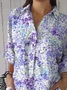 Women Floral Three Quarter Sleeve Shirt Spring/Fall Printing Shirt Collar Daily Casual Top